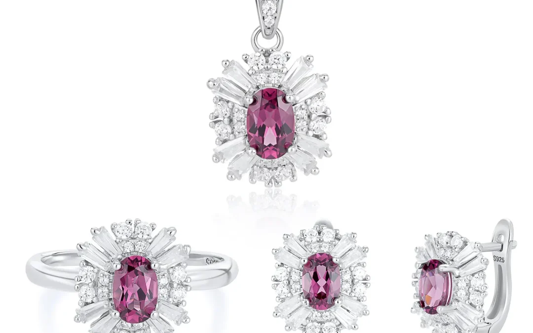 Luxurious Garnet Birthstone Jewelry Set