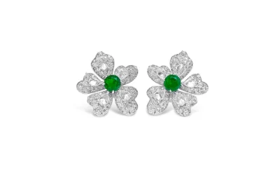 Exquisite Flower Earrings with Emerald Birthstone