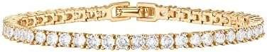PAVOI 14K Gold Plated 3mm Cubic Zirconia Classic Tennis Bracelet | Gold Bracelets for Women | Size 6.5-7.5 Inch