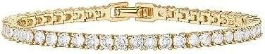 PAVOI 14K Gold Plated 3mm Cubic Zirconia Classic Tennis Bracelet | Gold Bracelets for Women | Size 6.5-7.5 Inch