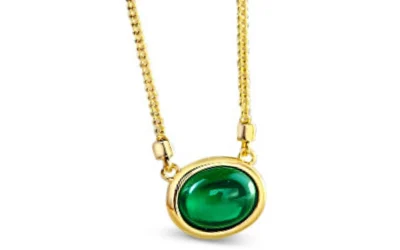 Round Emerald Birthstone Pendant Necklace
