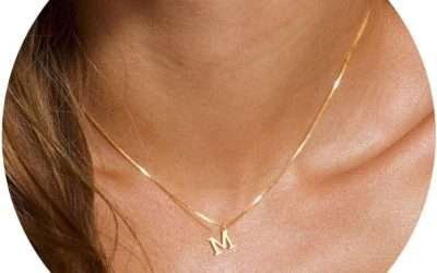 Foxgirl Gold Initial Necklaces for Women Girls, Dainty Gold Letter Necklace Tiny A-Z Pendant Choker Necklace Trendy Cute Personalized Monogram Name Necklace Gold Jewelry Necklace for Teen Girls Gift