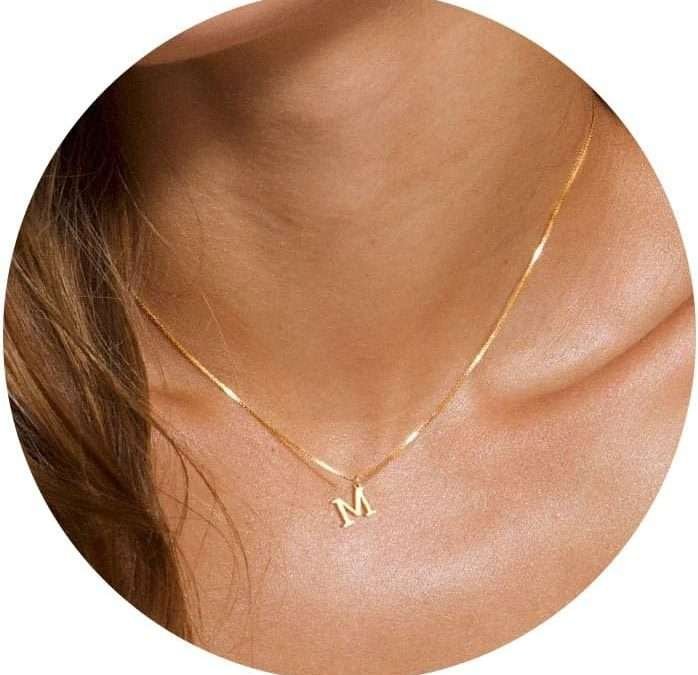 Foxgirl Gold Initial Necklaces for Women Girls, Dainty Gold Letter Necklace Tiny A-Z Pendant Choker Necklace Trendy Cute Personalized Monogram Name Necklace Gold Jewelry Necklace for Teen Girls Gift