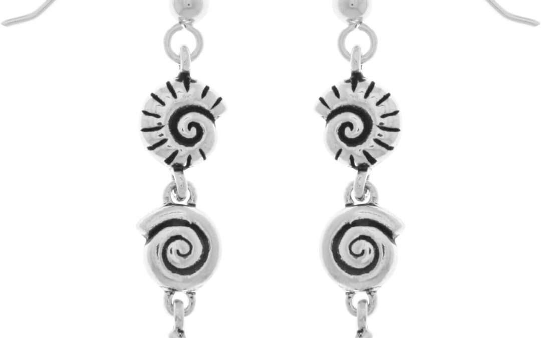 Jewelry Trends Sterling Silver Seashell and Starfish Long Dangle Earrings