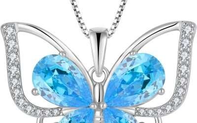 YL Butterfly Necklace 925 Sterling Silver Pendant Birthstone Jewelry for Women