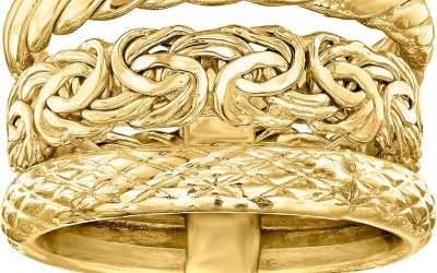 Ross-Simons 14kt Yellow Gold Jewelry Set: 3 Stacked Rings. Size 5