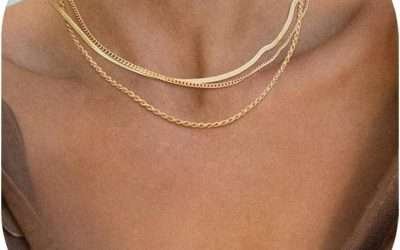 Herringbone Necklace for Women,Dainty Gold Necklace,14k Gold Plated Snake,Gold Chain Choker Necklaces,Simple Gold Layered Necklaces,Gold Jewelry Gift for Women