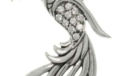 CZ Eagle Phoenix Fire Bird Sterling Silver Pendant