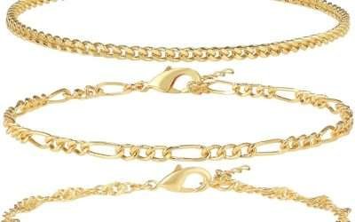 Reoxvo Dainty Bracelets for Women Trendy, Sterling Silver Plated Brass Link Chain Charm Bracelet Set for Women Stack 14K Gold Plated Brass Link Bracelets Jewelry for Women