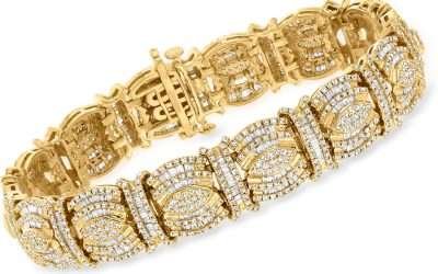 Ross-Simons 5.00 ct. t.w. Round and Baguette Diamond Bracelet in 18kt Gold Over Sterling