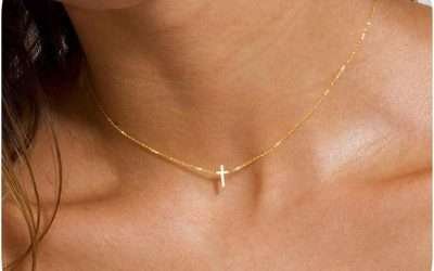 MONOZO Gold Necklace for Women – Cross Necklace for Women, 14K Gold Plated Cross Necklace | Tiny Gold Cross Necklace | Cross Necklace for Women Girls | Gold Necklace Jewelry for Women Trendy Gifts