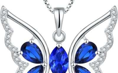 YL Butterfly Necklace for Women 925 Sterling Silver Butterfly Pendant Birthstone Jewelry