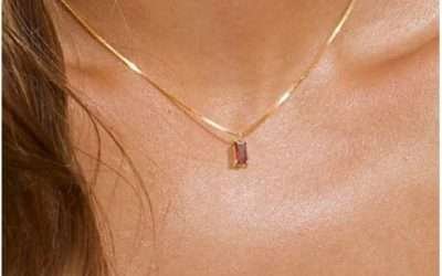 FUNEIA Diamond Necklaces for Women 14K Gold Plated Emerald Birthstone Necklace for Women Mothers Dainty Gold Necklace Blue Green Cubic Zirconia Pendant Necklace Birthday Gifts for Women Jewelry