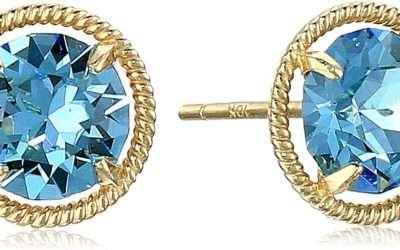 Amazon Essentials 10k Gold Made with Infinite Elements Imported Crystal Birthstone Stud Earrings (previously Amazon Collection)