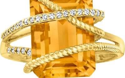 Ross-Simons 7.00 Carat Citrine and .15 ct. t.w. Diamond Ring in 14kt Yellow Gold