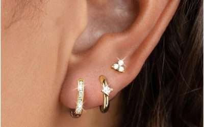 Stud Earrings for Women,Dainty Gold Earrings 14k Gold Plated Cartilage Earring Set Hypoallergenic CZ Butterfly Heart Earrings Trendy Small Hoop Earrings Gold Jewelry for Women Gifts