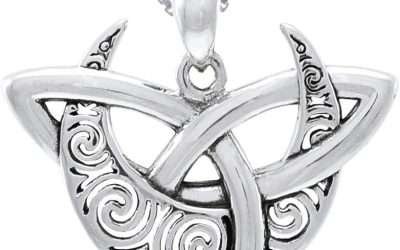Celtic Triquetra Moon Goddess Trinity Knot Sterling Silver Pendant Necklace 18″