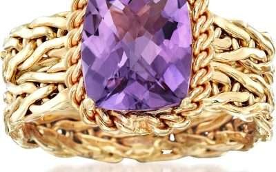 Ross-Simons 3.00 Carat Amethyst Woven Ring in 14kt Yellow Gold. Size 8