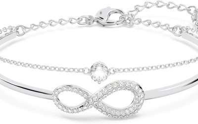 SWAROVSKI Infinity Twist Jewelry Collection, Bracelets & Necklaces, Rhodium & Rose Gold Tone Finish, Clear Crystals