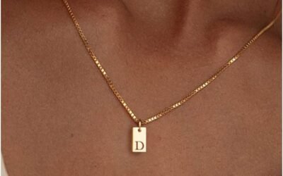 Initial Necklaces for Women 14K Gold Plated Letter Necklace Dainty Gold Name Necklace Personalized Initial Tag Pendant Necklace for Women Trendy Gold Jewelry