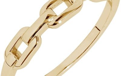 Amazon Essentials Plated Sterling Silver Chain Link Accent Ring