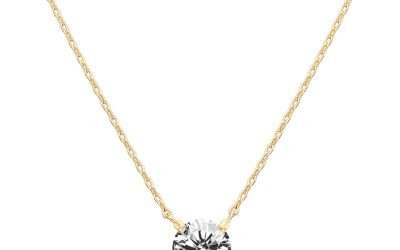 PAVOI 14K Gold Plated Crystal Solitaire 1.5 Carat (7.3mm) Cubic Zirconia Dainty Choker Necklace | Gold Necklaces for Women