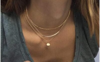 Aisansty Dainty Layered Choker Necklaces Handmade Coin Tube Star Pearl Pendant Multilayer Adjustable Layering Chain Gold Plated Necklaces Set for Women