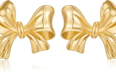 Gold Silver Bow Earrings Women Ribbon Stud Earrings Gift