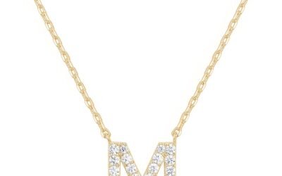 PAVOI 14K White Gold Plated Cubic Zirconia Initial Necklace | Letter Dainty Necklaces for Women