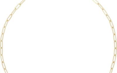 Aobei Pearl 18K Gold Plated Paperclip Chain Choker Satellite Chain Freshwater Cultured Biwa Pearl Pendant Necklace Dainty Jewelry for Women