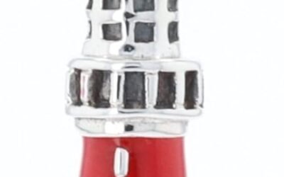 Jewelry Trends Nautical Lighthouse with Red Bands Sterling Silver Pendant Necklace 18″