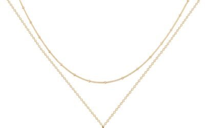 MEVECCO Layered Heart Necklace Pendant Handmade 18k Gold Plated Dainty Gold Choker Arrow Bar Layering Long Necklace for Women
