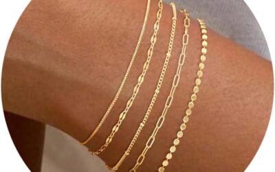 MBW Gold Bracelets for Women Trendy, Dainty 14K Gold Plated Bracelet Stack Beaded Chain Bracelet Set Thin Small Cute Paperclip Bracelets Fashion Waterproof Jewelry Gift Gold Accessories for Women