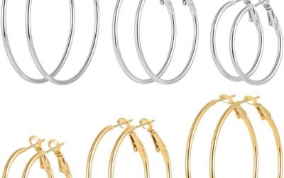 5/12 Pairs Gold Silver Plated Hoop Earrings for Women, Hypoallergenic Stainless Steel Hoops Earrings Set, Lightweight Large Small Hoops Women Earrings Loop Earrings Set