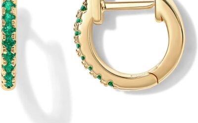 PAVOI 14K Gold Plated 925 Sterling Silver Post Huggies | Cubic Zirconia Huggie Earrings for Women | Green, Garnet, Spinel Blue, Black, Multicolored Stones