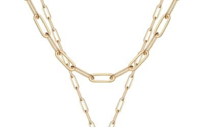 Yoosteel Layered Initial Necklaces for Women Trendy – 14K Gold-Plated Dainty Layering Paperclip Chain Coin Initial Necklace Jewelry Gifts for Women Mom Wife Teen Girls