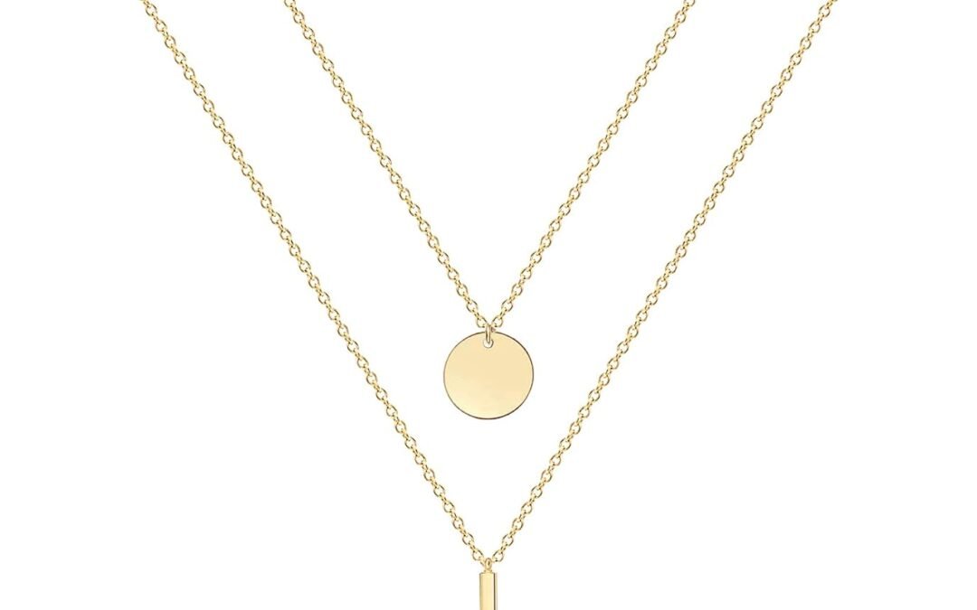 Ava Riley Necklace for Women, 14K Gold-Plated Dainty Choker, Silver Layered Necklaces for Women, Trendy Beach Jewelry