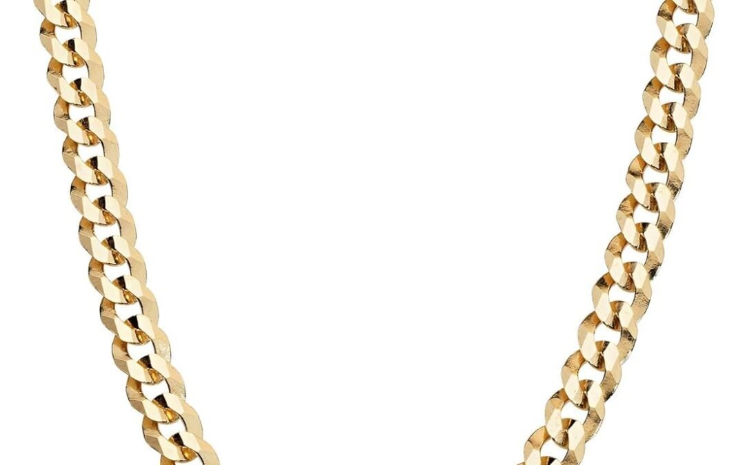 Miabella Italian 18K Gold Plated 925 Sterling Silver 5mm Diamond-Cut Cuban Link Curb Chain Necklace for Women Men, Made in Italy