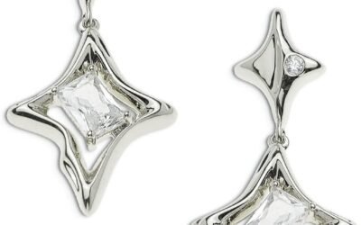 JeanBeau Gold Star Drop Dangle Earrings for Women – Trendy Sparkly Cubic Zirconia Unique Hypoallergenic Fashion Jewelry Gift