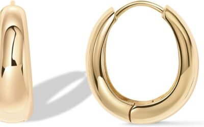 PAVOI 14K Gold Plated 925 Sterling Silver Post Small Chunky Hoops Earrings | Thick Lightweight Gold Hoop Earrings for Women
