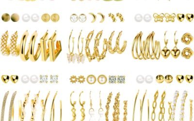 45 Pairs Gold Hoop Earrings for Women, Chunky Twisted Small Big Hoops Earring Packs Set, Earrings for women multipack, Fashion Trendy Earrings Jewelry for Birthday Party Christmas Gift