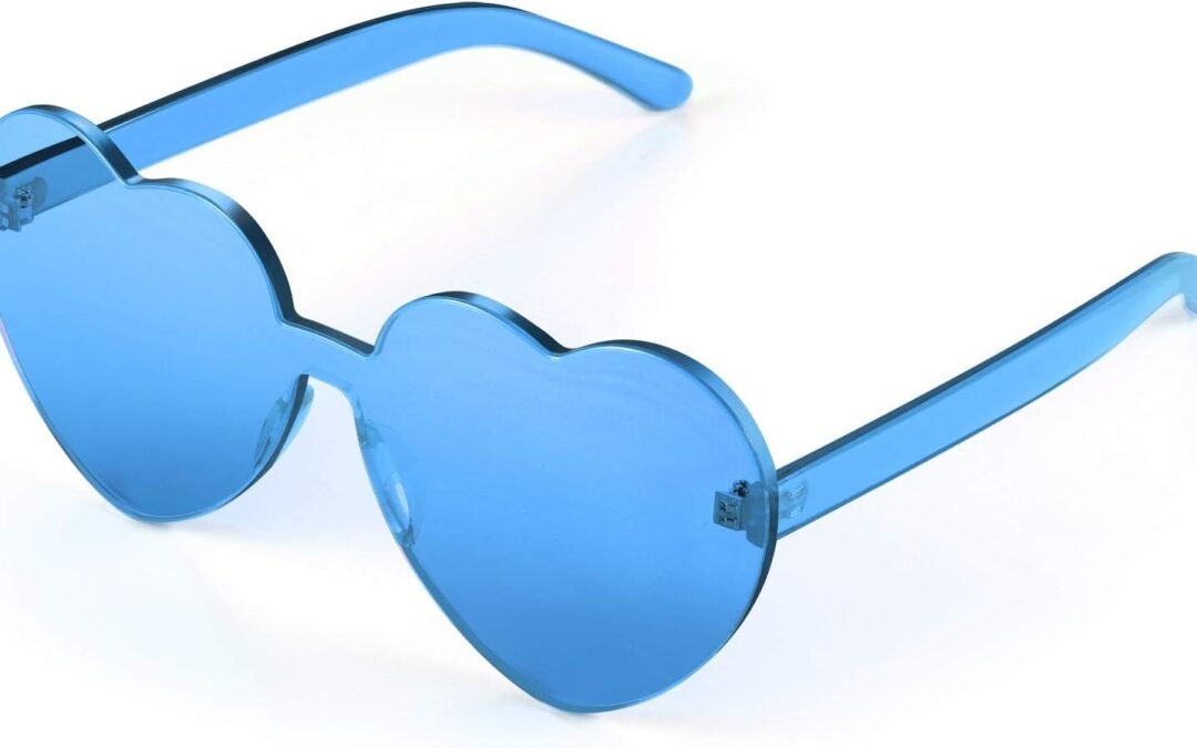 Maxdot Heart Shape Sunglasses Rimless Transparent Heart Glasses Colorful Party Favors