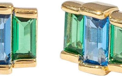 Amazon Essentials Rhodium or Yellow Gold Plated Brass Cluster Baguette Earrings