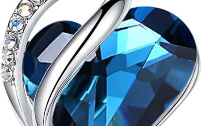 Leafael Gift Necklaces for Women, Infinity Love Birthstone Heart Crystal Pendant, Birthday Anniversary Jewelry for Wife, Mom, and Her, Silver Plated, 18″ + 2″ Adjustable Chain