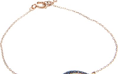 Amazon Essentials womens 18k Yellow Gold Plated Sterling Silver Stabilized Turquoise with Created Blue and White Sapphire Evil Eye Necklace, 18″, (previously Amazon Collection)