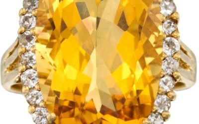 Ross-Simons 11.90 Carat Citrine and .95 ct. t.w. White Topaz Ring in 14kt Gold Over Sterling Silver